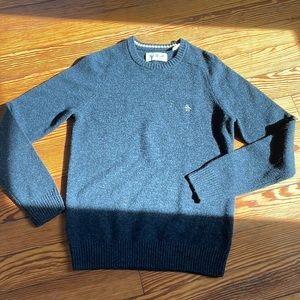 Charcoal Gray Original Penguin Men’s Lambswool Crew Neck Sweater Small Slim